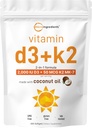 Micro Ingredients Vitamin D3 2,000 IU + K2 MK-7 50 mcg, 300 Softgels | Virgin Coconut Oil | 2-in-1 Bone, Immune & Heart Support | Easy to Swallow, Non-GMO