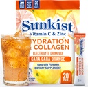 The Frozen Bean Sunkist Collagen Drink Mix - Hydration Cara-Cara Orange Electrolyte Drink for Women with Vitamin C, Zinc, Collagen Peptides, Naturally Flavored - 20 Packs