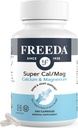 Freeda Super Cal/Mag – Kosher Vegan Bone Health Supplement – Supports Bone Strength, Nerve Function & Muscle Relaxation – Vegetarian Calcium Magnesium Capsules – Third-Party Tested – 250 Capsules