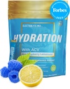 Essential Elements Hydration Packets - Blue Raspberry Pack - Sugar Free Electrolytes Powder Packets - 25 Stick Packs of Electrolytes Powder No Sugar - Hydration Drink - with ACV & Vitamin C
