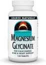 Source Naturals Magnesium Glycinate, Chelated for high Absorption | for Calm Energy, Bone & Heart Support*, 200 mg per Serving - 120 Tablets
