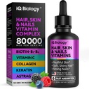Liquid Biotin 5000mcg Drops – 80,000mcg Hair Growth Vitamins with Astragalus Collagen & Keratin, Extra Strength Hair Skin and Nails Vitamins - Biotin and Collagen Supplements for Women & Men - 2 fl oz