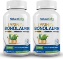 Natural Cure Labs L-Lysine + Monolaurin 600mg 1:1 Ratio, 2 Pack, 200 Capsules