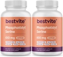 BESTVITE Phosphatidylserine 100mg per Capsule (240 Vegetarian Capsules) (120x2) with Sharp-PS® Green - Patented and Clinically Tested - Stearate Free - Soy Free - Gluten Free - Vegan - Non GMO