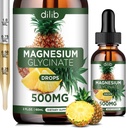 Magnesium Glycinate Supplement, Liquid Magnesium Glycinate Liquid Drops 500mg-Support Stress Relief, Relaxation, Mood, Sleep, Bone & Muscle-2 Fl Oz, Vegan, Pineapple Flavor