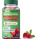 Yuve Vegan USDA Organic Probiotic Gummies - 5 Billion CFU - Promotes Digestive Health & Immunity - Helps with Constipation, Bloating, Detox, Leaky Gut & Gas Relief - Natural, Non-GMO, Gluten-Free 30ct