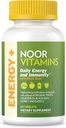 Noor Vitamins Energy+ Multivitamin; Halal Vitamin for Energy Production & Immunity, 26 Vitamins & Minerals, Black Seed, Dates, Honey, for Men & Women. Gelatin Free, 2 Month Supply