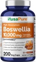 NusaPure Boswellia Serrata 10,000 mg Per Veggie Caps 200 Count (Ext. 20:1, Non-GMO, Vegan, Bioperine) Ayurvedic Herb: Indian Olibanum, Frankincense