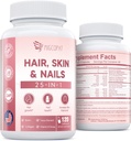 Hair Skin and Nails Vitamins with Biotin, Collagen & Hyaluronic Acid, Supports Healthy Hair Growth, Strong Nails & Glowing Skin, Biotin Supplement with Vitamins A, C, D3, E, B Complex & Minerals