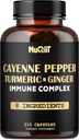 210 Pills - Cayenne Pepper Capsules Organic with Turmeric, Ginger, Immune Support Complex as Elderberry, Echinacea, Garlic Bulb - Digestion, Heart Health & Body Management