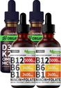 NUSAVA Vitamin B12 Liquid Drops and Unflavored D3 K2 Bundle - Potent Liquid Vitamins for Heart, Joint, Energy, & Immune Support - Non-GMO, Gluten-Free, 2pk Each