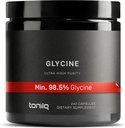 Toniiq 1300mg Glycine Supplements - 4 Month Supply - Min. 98.5%+ Tested Purity - Ultra High Strength and Bioavailable Glycine Powder Supplement - 240 Vegetarian Glycine Capsules - 120 Servings