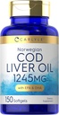 Carlyle Norwegian Cod Liver Oil | with EPA & DHA | 1245mg | 150 Softgels | Liquid Capsules | Non-GMO & Gluten Free Supplement