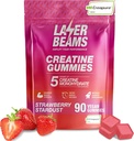 Creatine Monohydrate Gummies - 5g Creapure Creatine per Serving - Vegan - Boost Muscle Strength, Endurance, Recovery & Mental Focus - 90 Gummies, Gluten-Free (Strawberry)