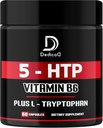 5 HTP Supplement 1010mg - 60 Capsules - 3in1 Combined with Vitamin B6, L-Tryptophan - Comfortable Mood, Brain Health, Body Management & Immune System Support