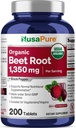 NusaPure Beet Root 1,350 mg 200 Organic Tablets (Vegetarian, USDA, Non-GMO & Gluten Free) Black Pepper