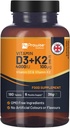 Vitamin D3 4000IU & K2 MK7 100µg Vegetarian Tablets I 180 (6 Months Supply) I Easy to Swallow Supplement for Immune Support, Calcium Boost, Bone & Muscle I Made in The UK by Prowise Healthcare