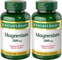 Nature's Bounty Magnesium Supplements 500mg Tablets, Support Bone & Muscle Health, 200 Count (Pack of 2)