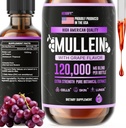 HERBIFY Mullein Drops - Lung Cleanse - Leaf Extract - Powerful Mullein for Immune Support, Detox & Respiratory Support - Made in USA - Herbal Supplements - 4 Oz Grape Flavor