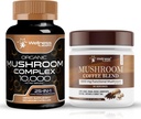 WELLNESS LABSRX Mushroom Supplement Capsules 10,000mg - Mushroom Coffee Blend
