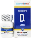 Superior Source Children's Vitamin D3 400 IU - Teeth, Bone & Immune Support Supplement for Kids - Non-GMO - 100 MicroLingual Dissolvable Tablets