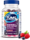 TUMS Heartburn Plus Sleep Support Chewable Dietary Supplement Tablets for Occasional Heartburn Relief Plus Sleep Support, Berry Fusion - 54 Count