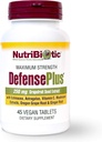 NutriBiotic – DefensePlus, 45 Tablets | 11 in 1 Immune Support with Vitamin C, Zinc, Grapefruit Seed Extract, Echinacea, Astragalus Root & Immune Boosting Extracts & Mushrooms | Vegan & Gluten Free