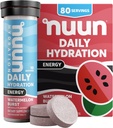 Nuun Energy Electrolyte Tablets with Ginseng, Caffeine from Green Tea Extract, Vitamin B12, B6, B5, Magnesium & 4 Other Electrolytes, Gluten Free & Vegan, Watermelon Burst, 8 Pack (80 Servings Total)