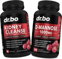 Kidney Cleanse & D Mannose Supplements - Kidney Detox Support Supplement, D-Mannose 500mg 1000mg Capsules - DMannose & Natural Cranberry to Support Kidneys, Bladder & Urinary Tract Health Supplements