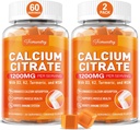 Calcium 1200 mg with Vitamin D3 Supplement Gummies for Adults: Ultimate Absorption Calcium Citrate with Vitamin D3 K2, Turmeric Extract, MSM for Women Men