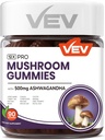 VEV Mushroom Gummies for Adults - 12x Mushroom Supplement with Lions Mane, Reishi, Cordyceps, and Turkey Tail - Ashwagandha - 90 Vegan Gummies