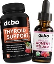 Thyroid Support & Hormone Balance for Women & PMS - Metabolism & Mood Thyroid Supplement Complex & Women's Wellness Organic Hormonal Balance Supplements Liquid Drops & Menstrual Cramp Period Support