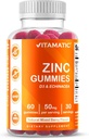 Vitamatic Zinc 50mg Gummies – 60 Vegan Gummies Gluten Free – Healthy Immune Support for Adults, Men & Women