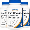 Nutricost Chelated Iron, As Ferrochel, 36mg, 240 Capsules (3 Bottles)