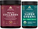 Ancient Nutrition Multi Collagen Protein Powder, Unflavored, 60 Servings + Supergreens Powder, Greens Flavor, 25 Servings