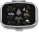 Metal 2 Compartment Pill Organizer Travel Friendly Portable Compact Pill Box Cute Pill Case to Hold Vitamins,Fish Oil,Supplements,Meds,Tablet for Purse,Pocket. (Poisonous Plants)