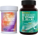 BioEmblem Vitamin D3 K2 (5000IU and 200mcg) & Probiotics for Women & Men