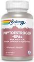 SOLARAY PhytoEstrogen Plus EFAs Menopause Support | Wild Yam, Black Cohosh, Evening Primrose & Borage | 60ct, 30 Serv.