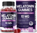 Melatonin Gummies 10mg for Adults (180 Count) - Quick Dissolve Melatonin Gummies - Gummy for Adults Contains 10mg - High Potency - Mixed Berry Flavor - Non-GMO, Vegan Supplement & Made in USA