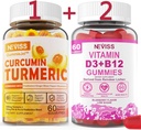 3 Pack Turmeric Curcumin + Vitamin D3 & B12 Gummies, Vegan