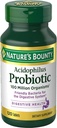 Nature's Bounty Lactobacillus Acidophilus Probiotic Supplement - Daily Probiotic for Women/Men Digestive Health, 100 Million Organisms, Vegetarian, 1 Serving per Day, 120 Tablets