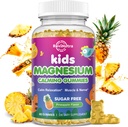 Kids Magnesium Gummies, Magnesium Glycinate Gummies for Kids & Adults with L-Theanine, Chamomile, Licorice, Vitamin D, B6 for Sleep, Relaxation, Brain & Muscle, Sugar Free Pineapple 60ct