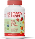 SmartyPants Kids Multivitamin Gummies and Fiber Supplement: Vitamin D3, C, Vitamin B12, B6, A, Zinc, Biotin, Inositol, Fiber Gummies, Three Fruit Flavors, 90 Count (22 Day Supply)