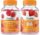 Lifeable Magnesium + Vitamin B6, Gummies Bundle - Great Tasting, Vitamin Supplement, Gluten Free, GMO Free, Chewable Gummy