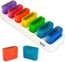 GMS Weekly Pill Organizer - 7 Day Pop Out Pill Pods for Supplements, Vitamins & Medications - Ideal for Daily Use & Travel - Rainbow