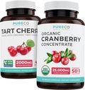 Bundle of Organic Cranberry Pills & Tart Cherry - Clean & Clear Bundle - Urinary Tract & Uric Acid Support - Organic Cranberry Pills - 50:1 Concentrate & Organic Tart Cherry Capsules - 4:1 Extract