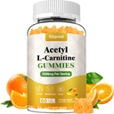 Acetyl L-Carnitine Supplement, Natural Nutrition Supplement for Boost Energy, Immunity, Vegan, Orange Flavor, 60 Count