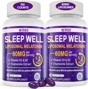 Melatonin 60mg for Adults High Dose, Supports Deep Rest & Brain Cognition, Extra Strength Liposomal Melatonin with Vitamin D3 K2, Chamomile, for Sound Zzz Cycle, Immune & Antioxidant, 150 Softgels