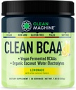 Clean BCAA - 2:1:1 Food Sourced BCAAs Powder & Coconut Water Electrolytes Recovery & Amino Energy Supplement - Award Winning Vegan Amino Acid Supplement - 30 Servings - Lemonade