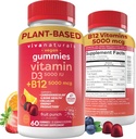 Vitamin B12 Gummies for Adults 5000mcg with Vitamin D3 5000 IU - Chewable B12 Vitamin 5000 MCG Gummies for Women, Vitamin D and B12 Gummy Vitamin